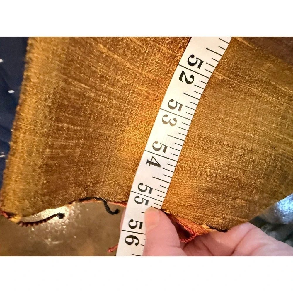 Handwoven Raw Thai Silk Colorblock‎ Scarf Orange Gold Taupe Fringed 55x13